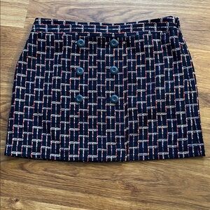 LOFT Dark Blue Skirt with Crimson Details